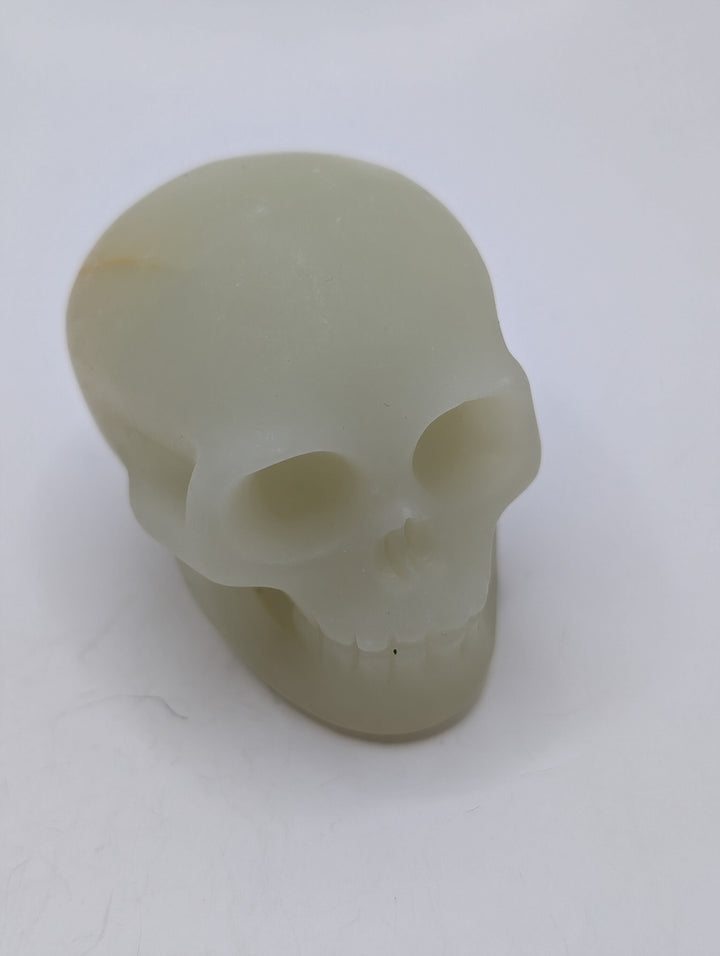 Sulphur Quartz Skull Carving