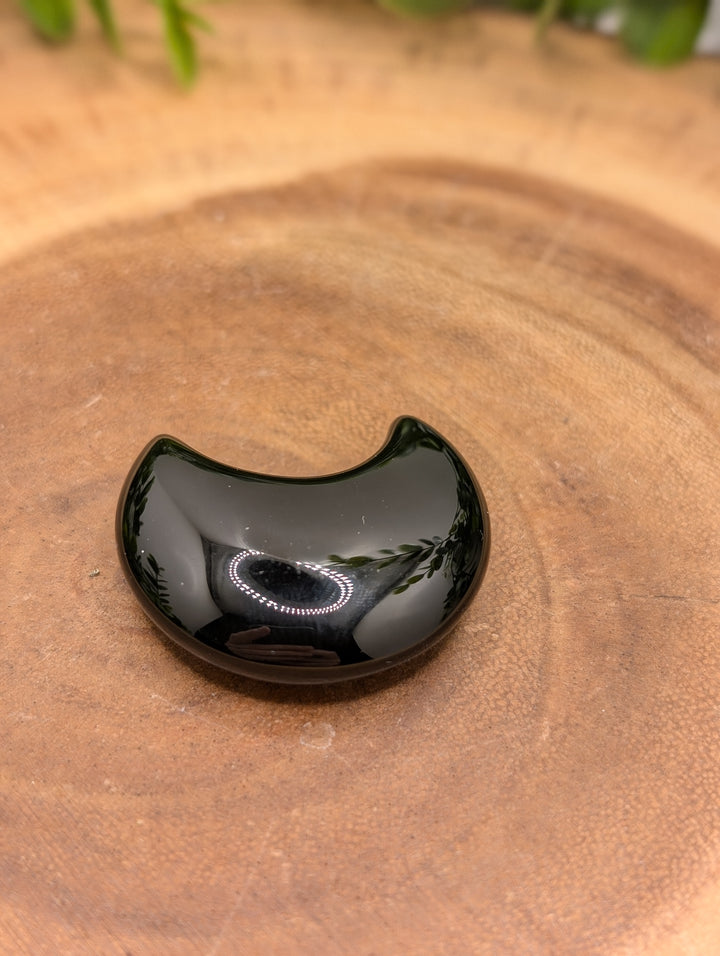 Black Obsidian Moon Carving