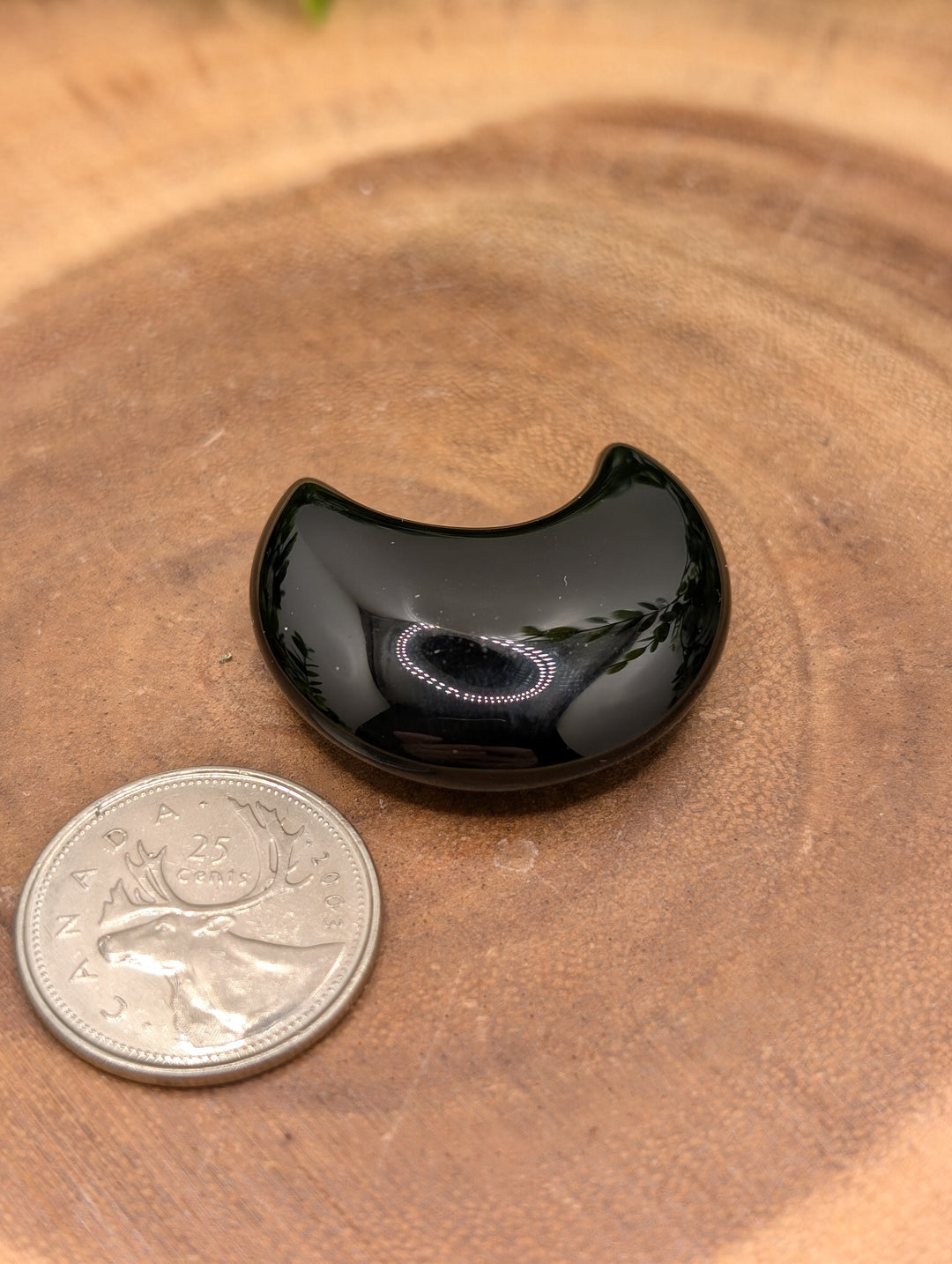 Black Obsidian Moon Carving