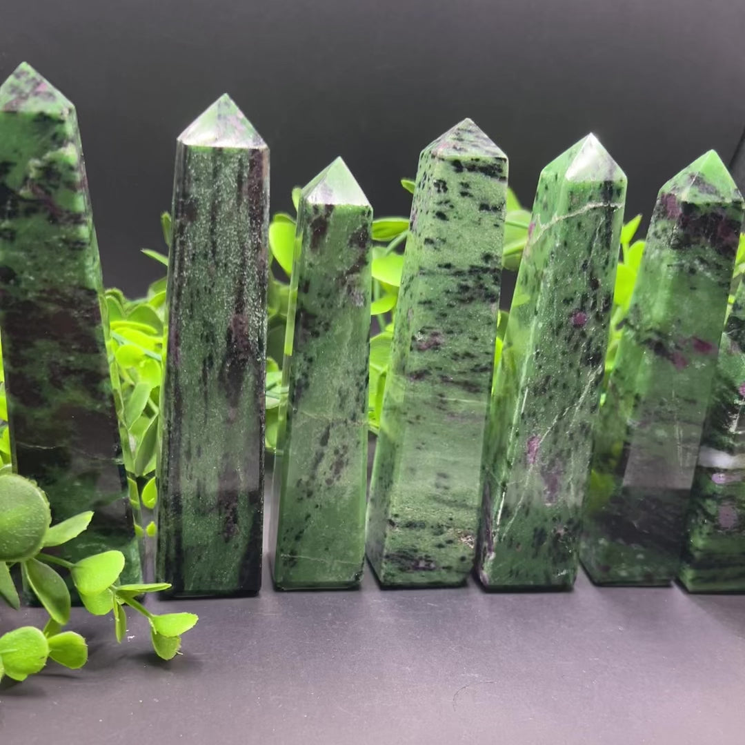 Zoisite with Ruby Obelisk