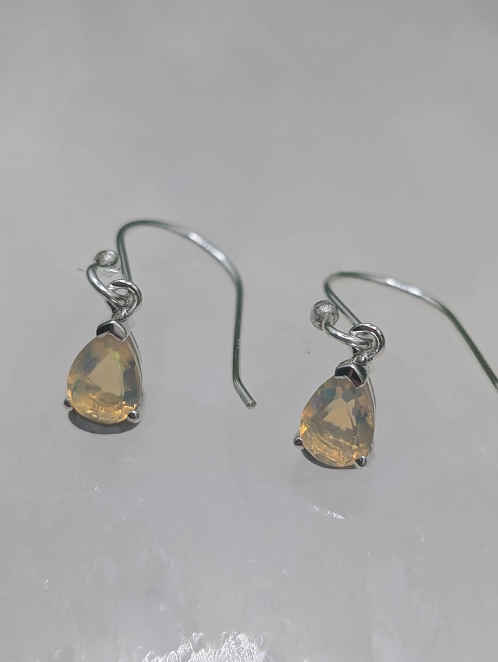 Faceted Teardrop Opal Sterling Silver Earrings