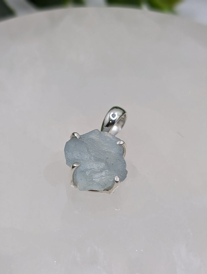 Aquamarine Raw Sterling Silver Pendant