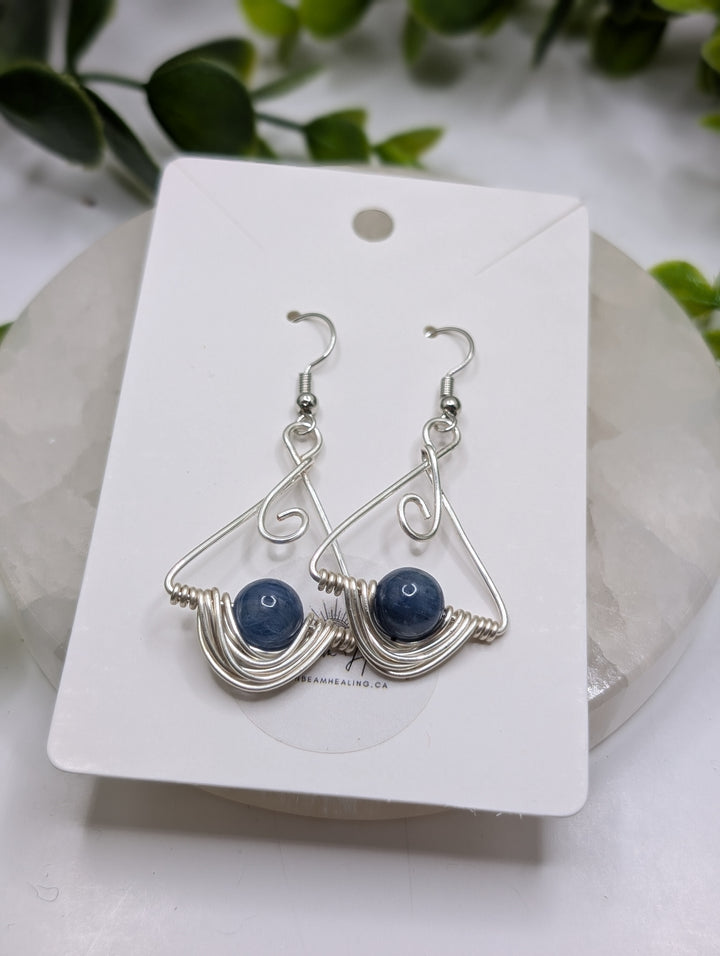 Blue Kyanite Silver Plated Earrings