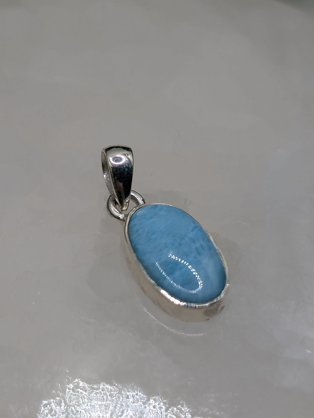 Larimar Sterling Silver Oval Pendant