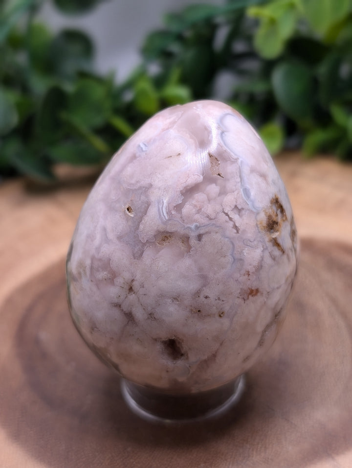 Flower Agate Druzy Egg