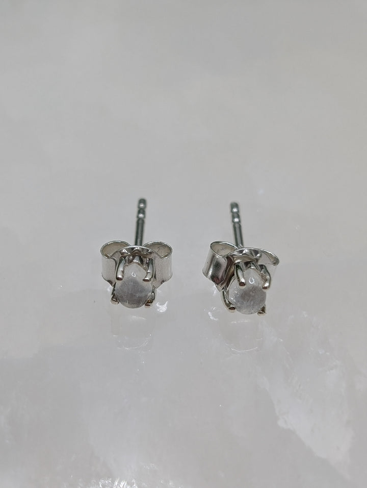 Moonstone Stud Sterling Silver Earrings