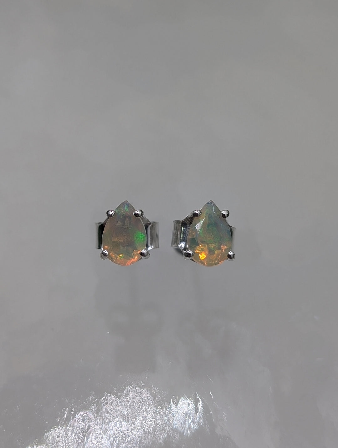 Faceted Opal Sterling Silver Stud Earrings