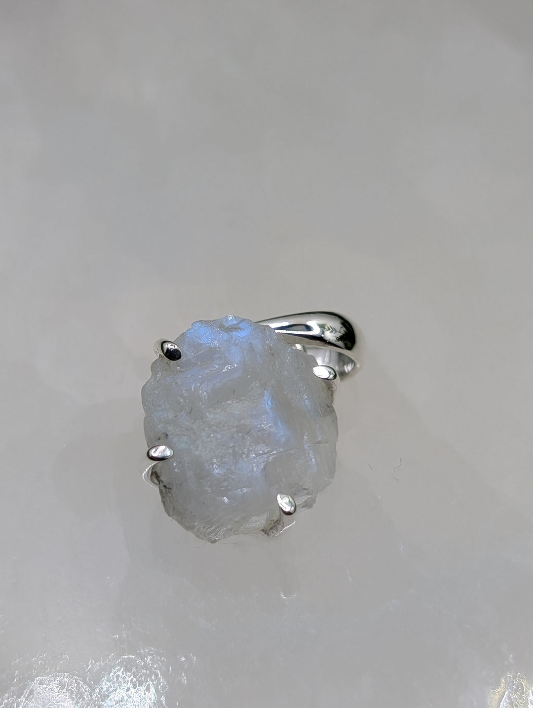 Raw Sterling Silver Moonstone Pendant