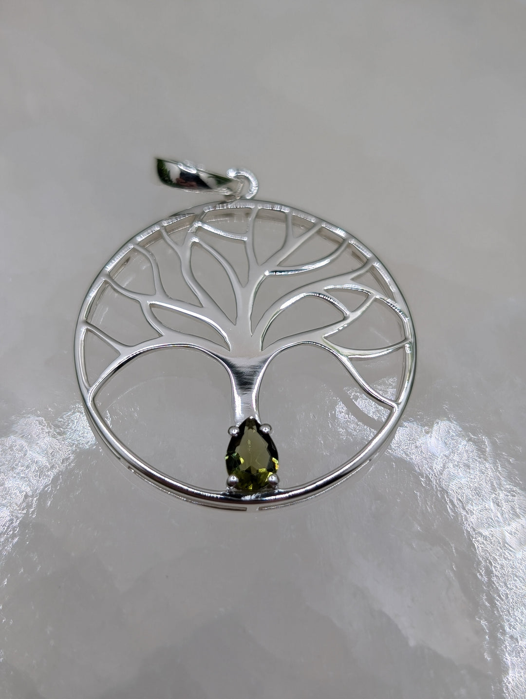 Moldavite Faceted Tree Of Life Pendant