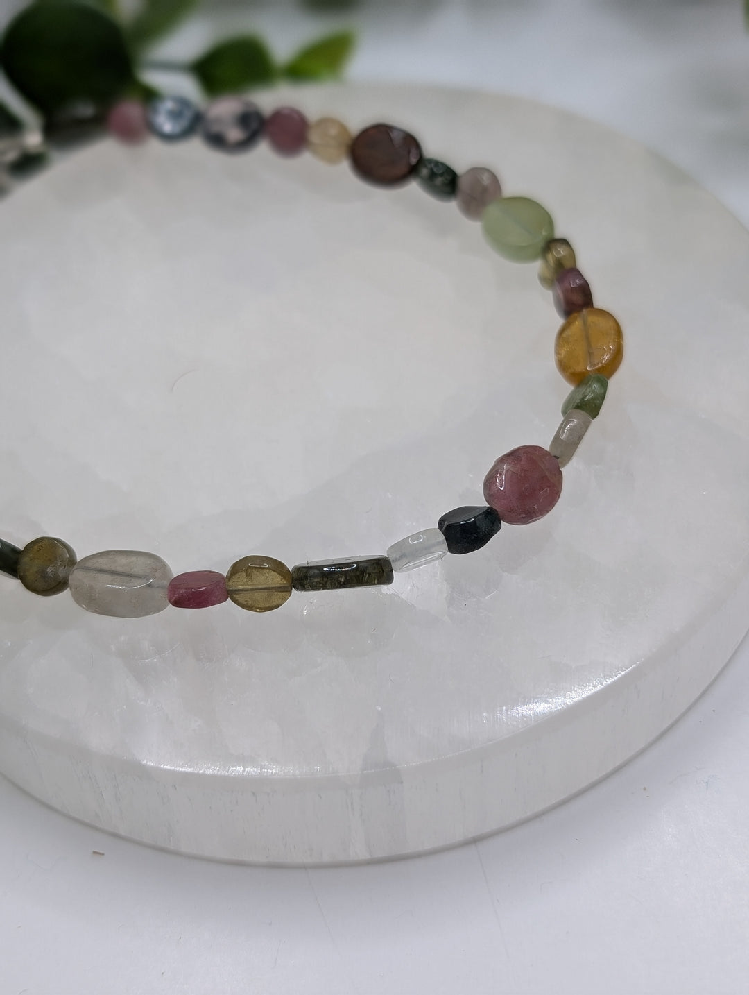 Watermelon Tourmaline Sterling Silver Bracelet