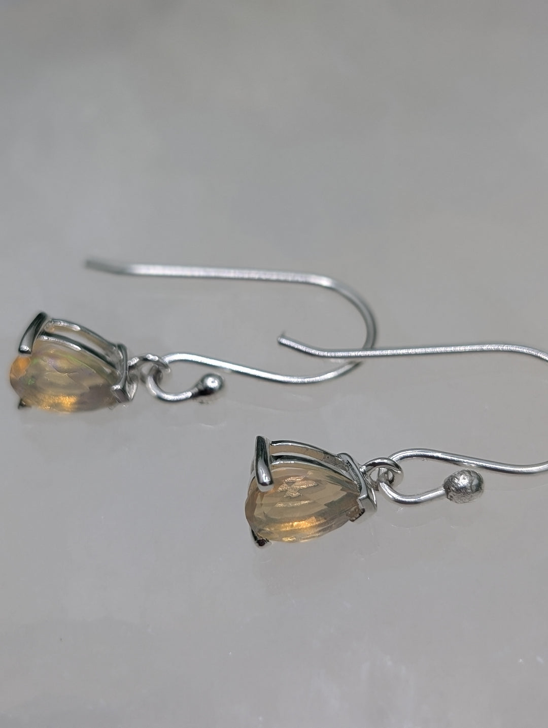 Faceted Teardrop Opal Sterling Silver Earrings