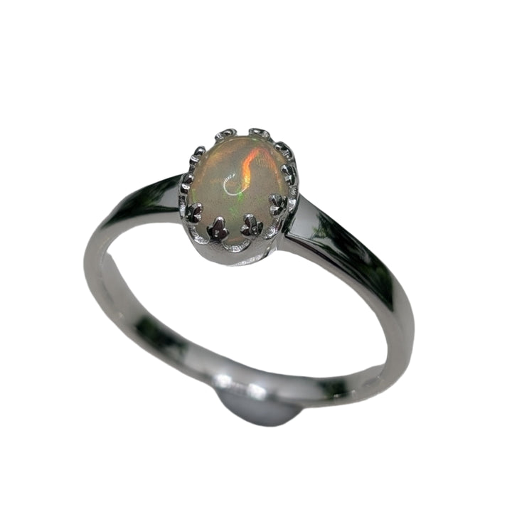 Oval Crown Opal Sterling Silver Ring