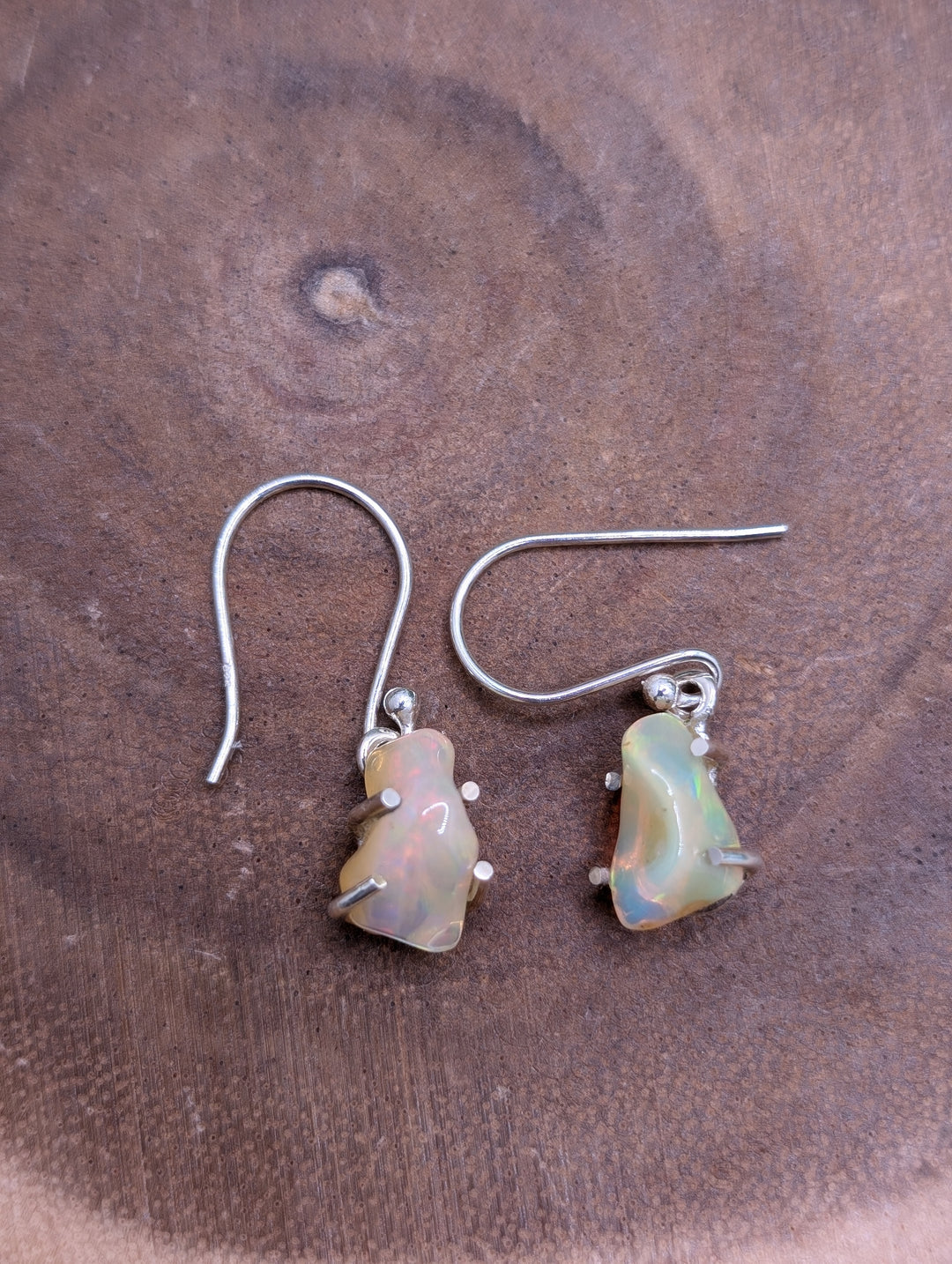Opal Polished Nuggest Sterling Silver Earrings