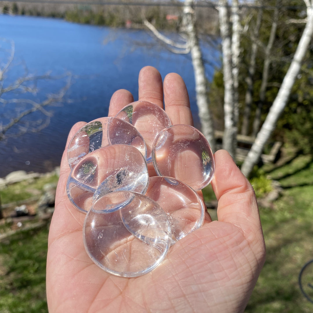 Clear Quartz Crystal Polished Palm Stones