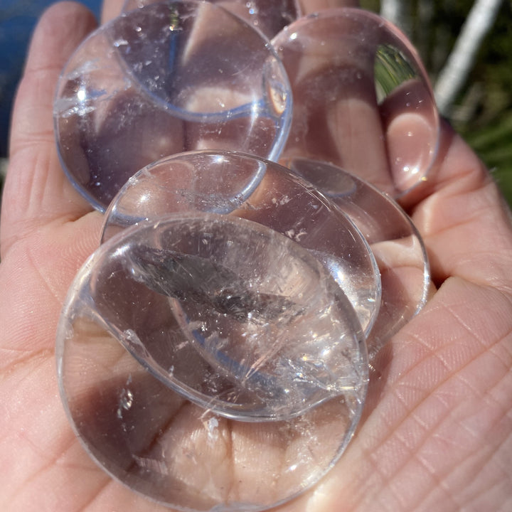 Clear Quartz Crystal Polished Palm Stones