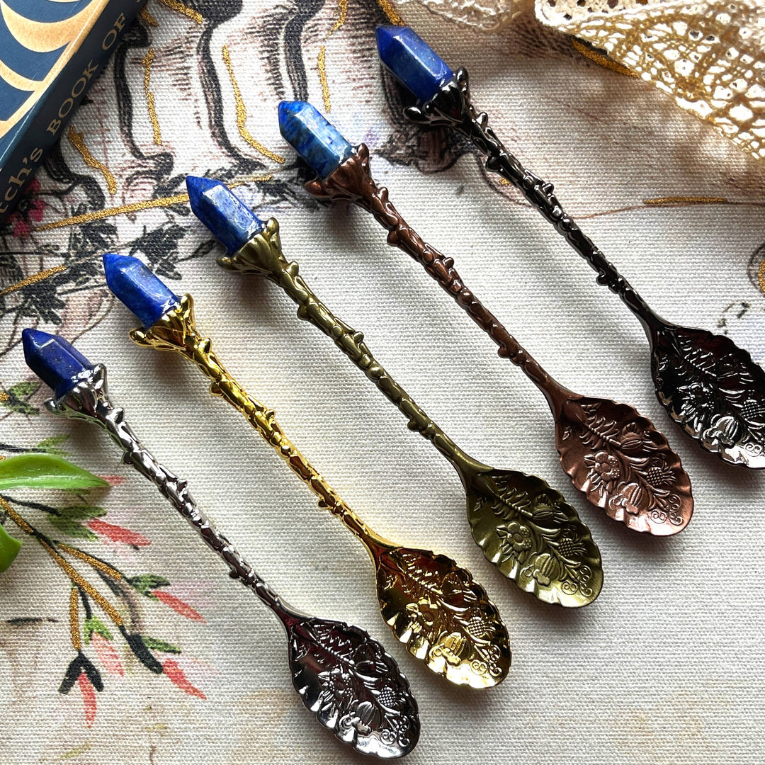 Copper & Lapis Lazuli Crystal Witchy Herb / Apothecary Spoons