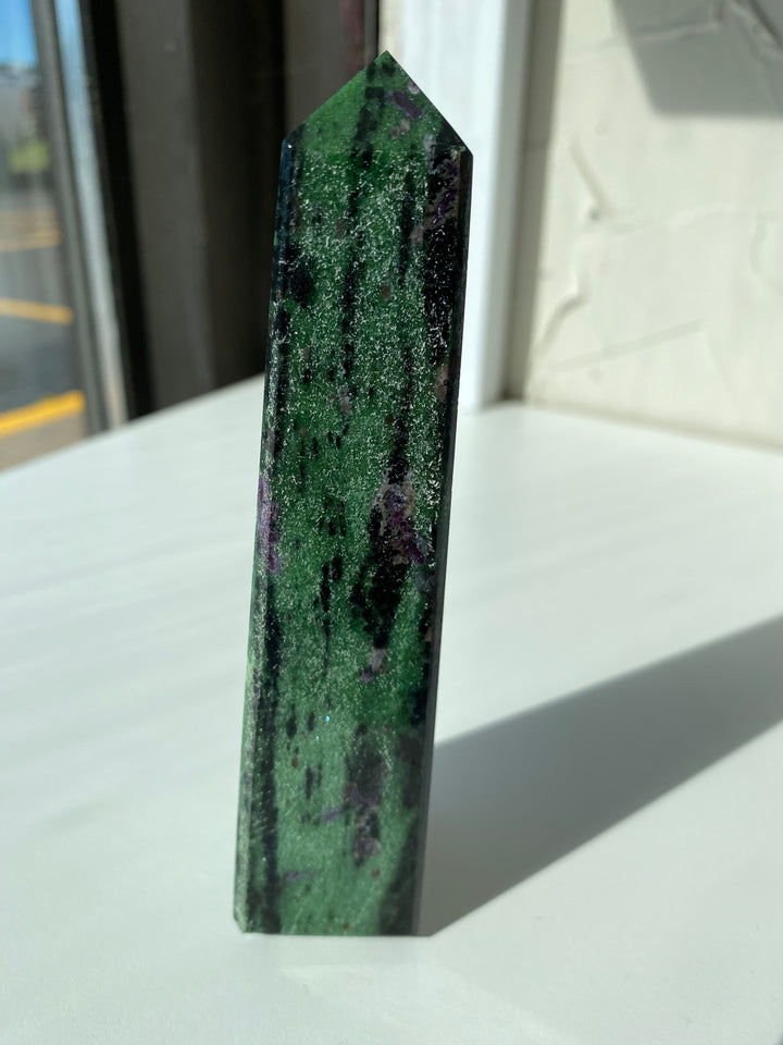 Zoisite with Ruby Obelisks