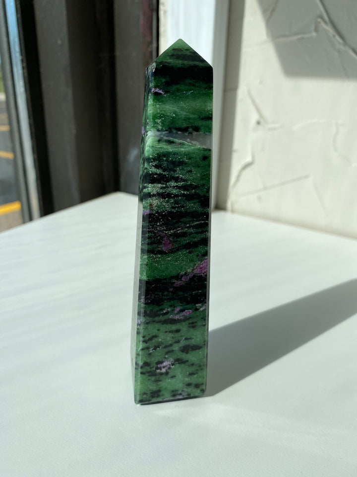 Zoisite with Ruby Obelisks