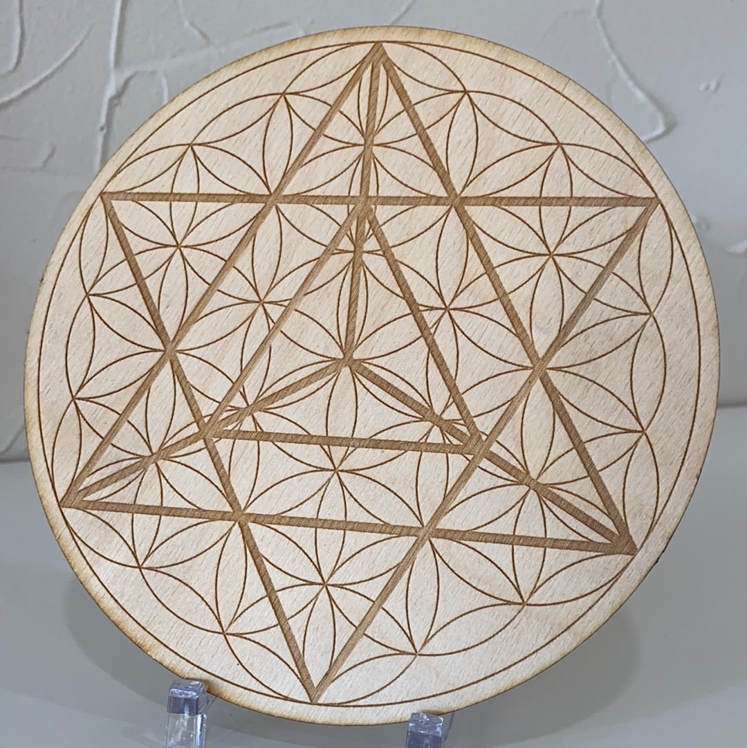 Merkaba Flower of Life Crystal Grid 6”