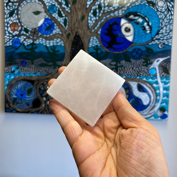 Satin Spar (Selenite) Medium 2.5” Charging Plate