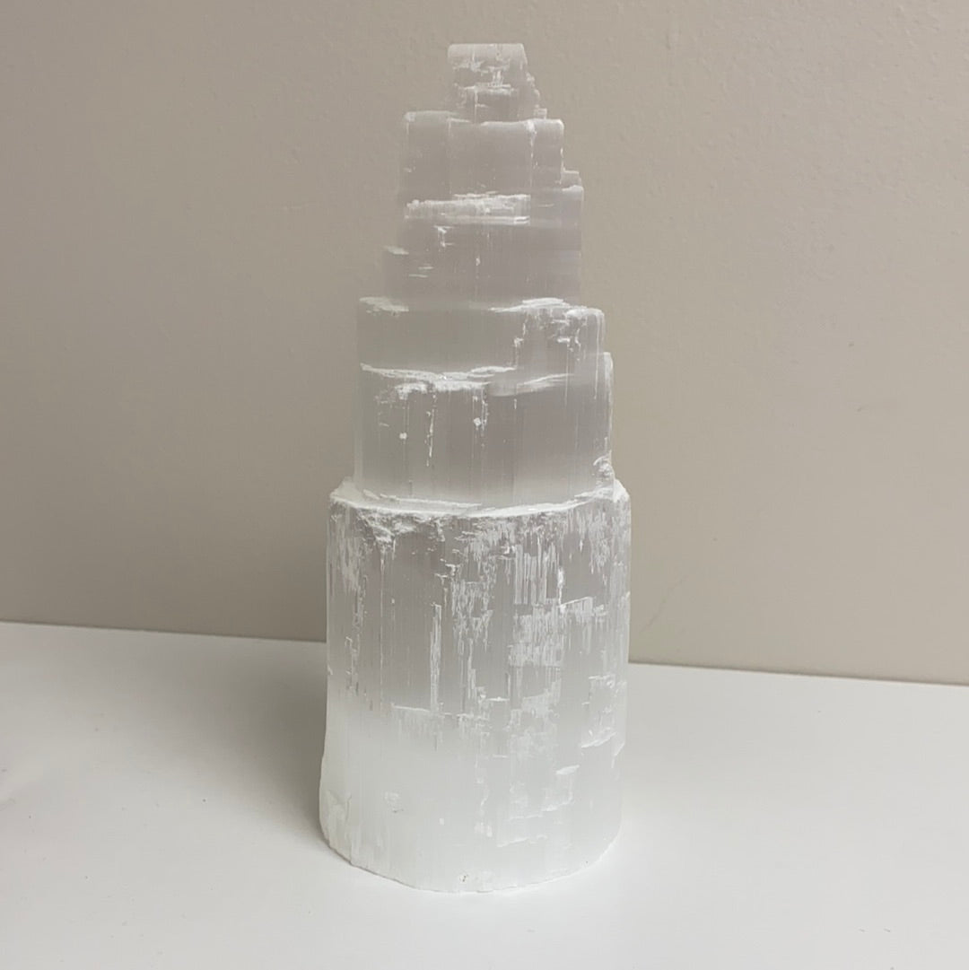 Satin Spar (Selenite) 8” Mountain Lamp