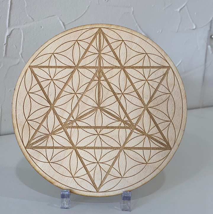 Merkaba Flower of Life Crystal Grid 6”