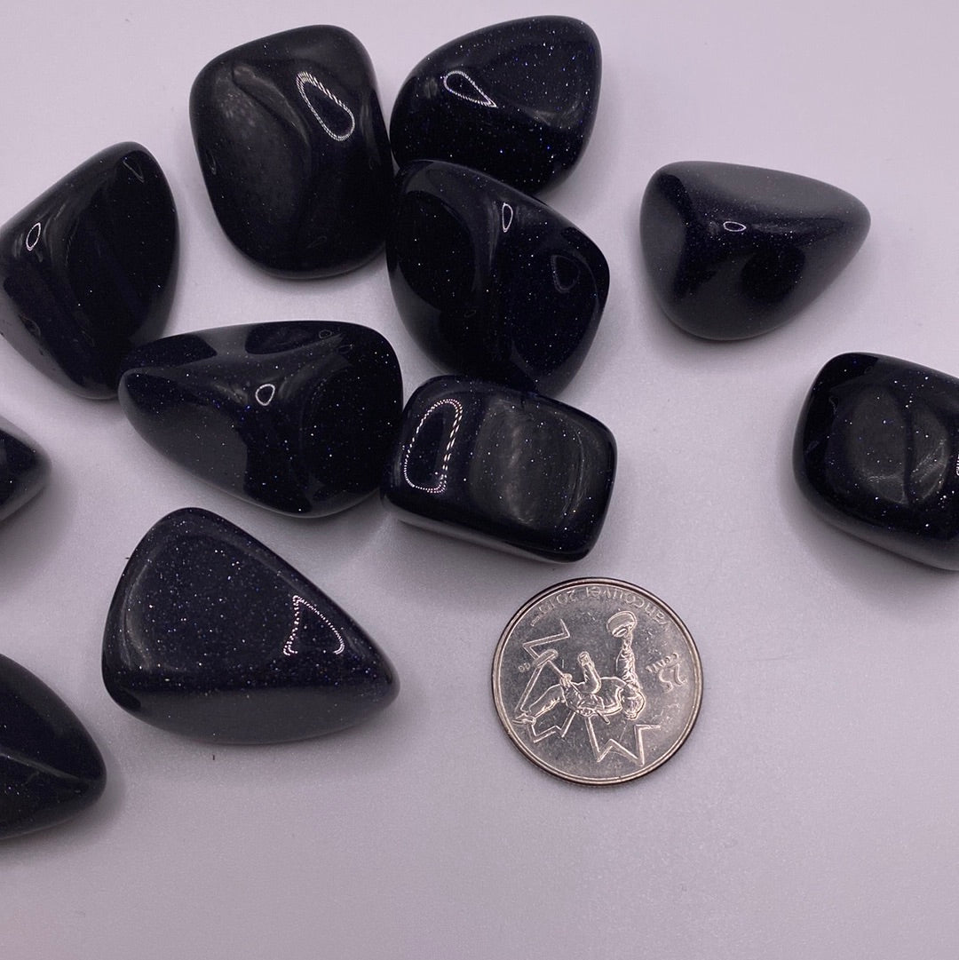 Blue Goldstone Tumbled